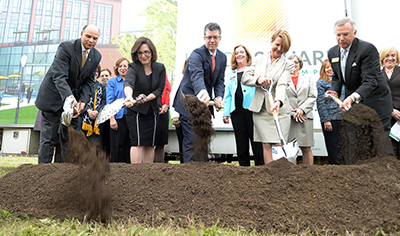 (Left to right) Chancellor Harold L. Martin Sr., Mayor Nancy Vaughan, Terry Akin, Dana Dunn and Dr. Randy Parker